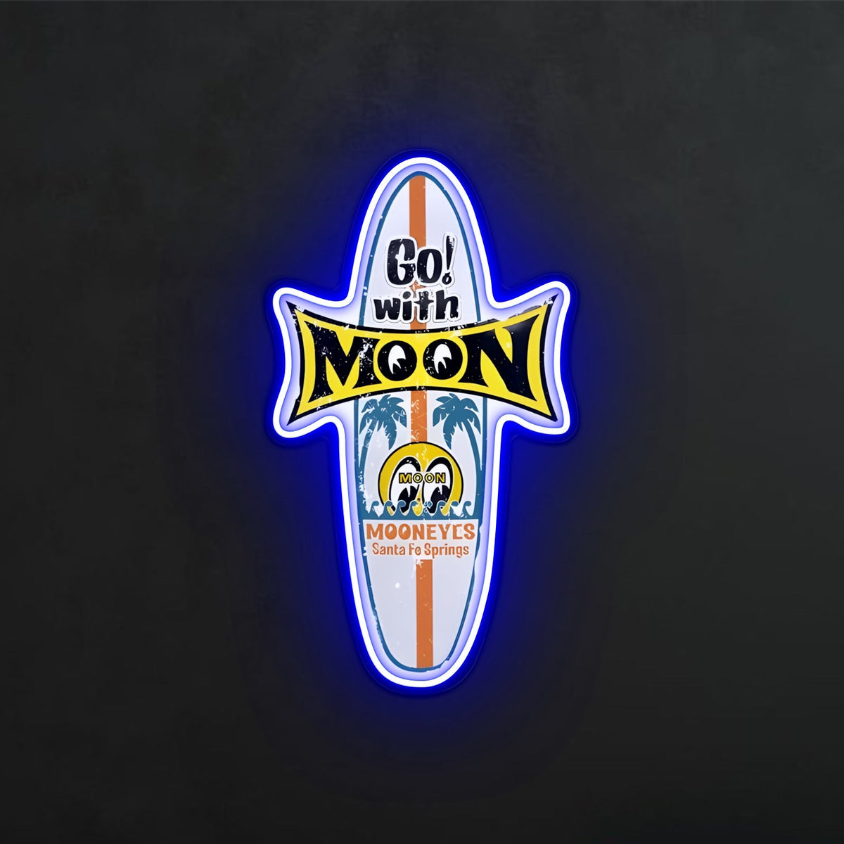 ShineNeon™ Mooneyes Surfboard LED Neon Sign - Retro Surf Wall Art Decor (USB Powered)