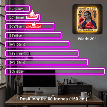 ShineNeon™ Punch The Devil Boxing Mary Neon Sign - Holy Art Glow & USB Power