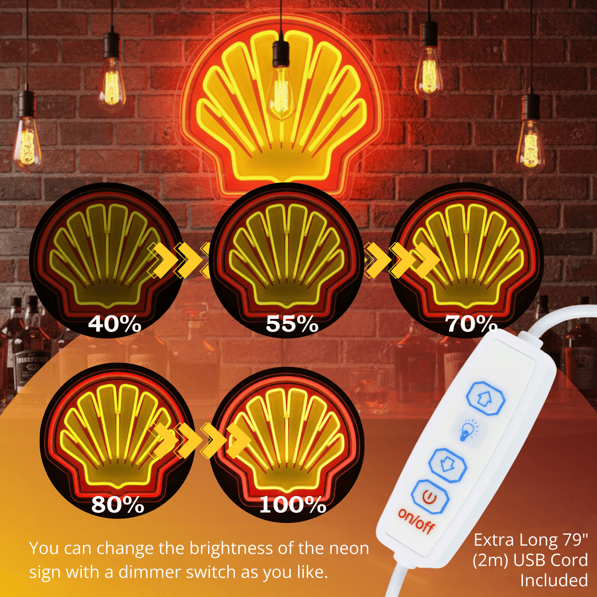 ShineNeon™ Retro Scallop Shell LED Neon Sign - Vintage Garage & Man Cave Wall Art