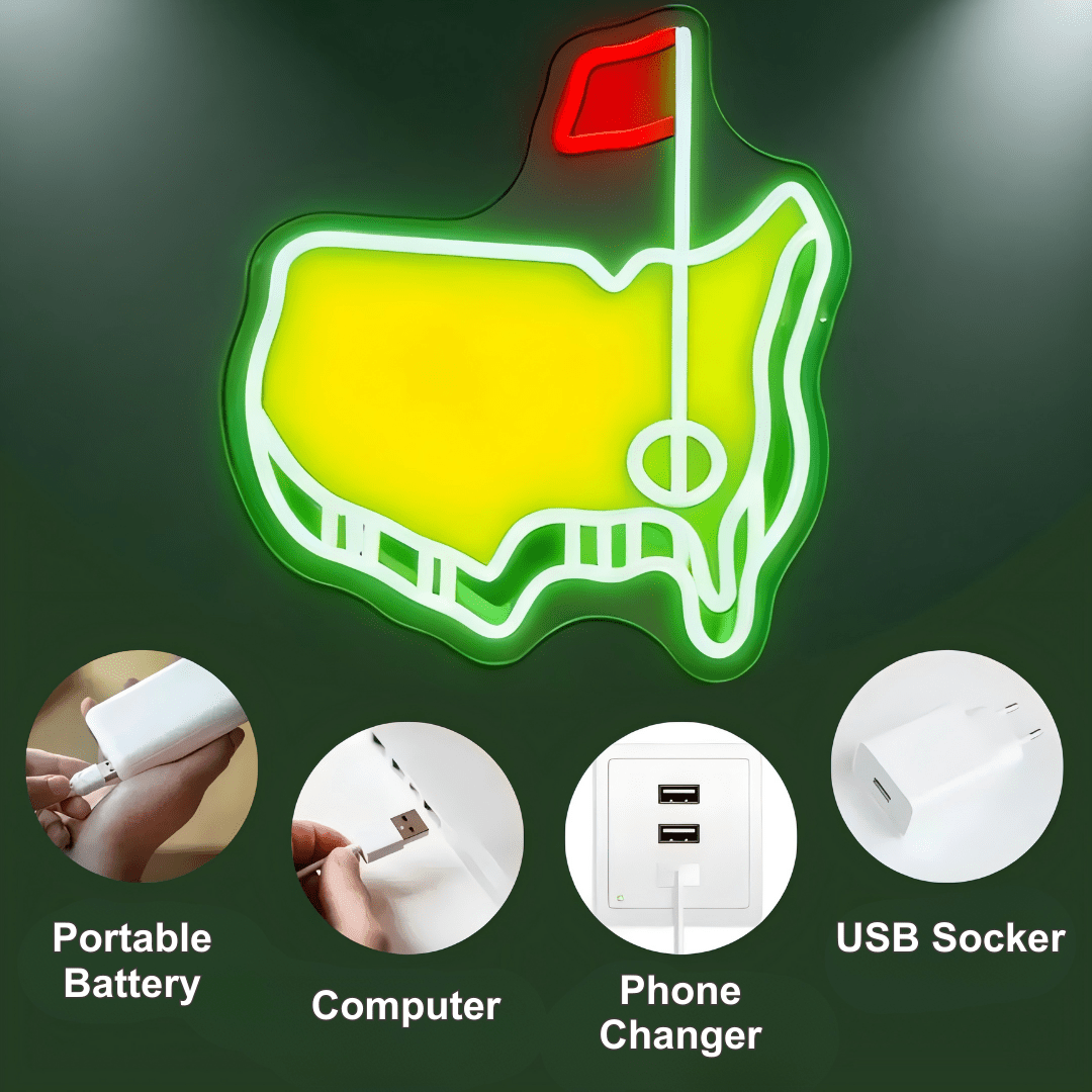 Golf USB LED Neon Sign for Man Cave & Bar Wall Decor Gift