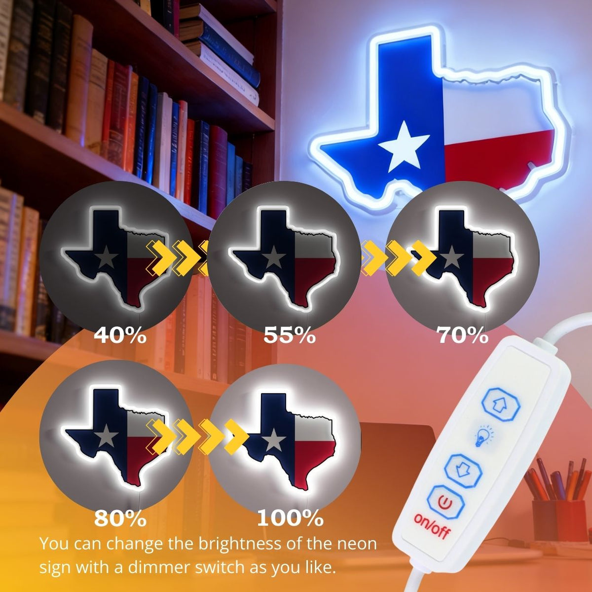 Texas LED USB Neon Signs Iconic Texas Wall Decor for Garages Man Cave