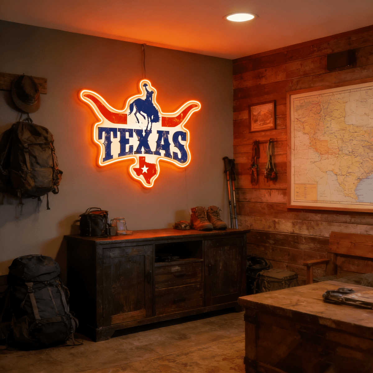 Texas LED USB Neon Signs Iconic Texas Wall Decor for Garages Man Cave