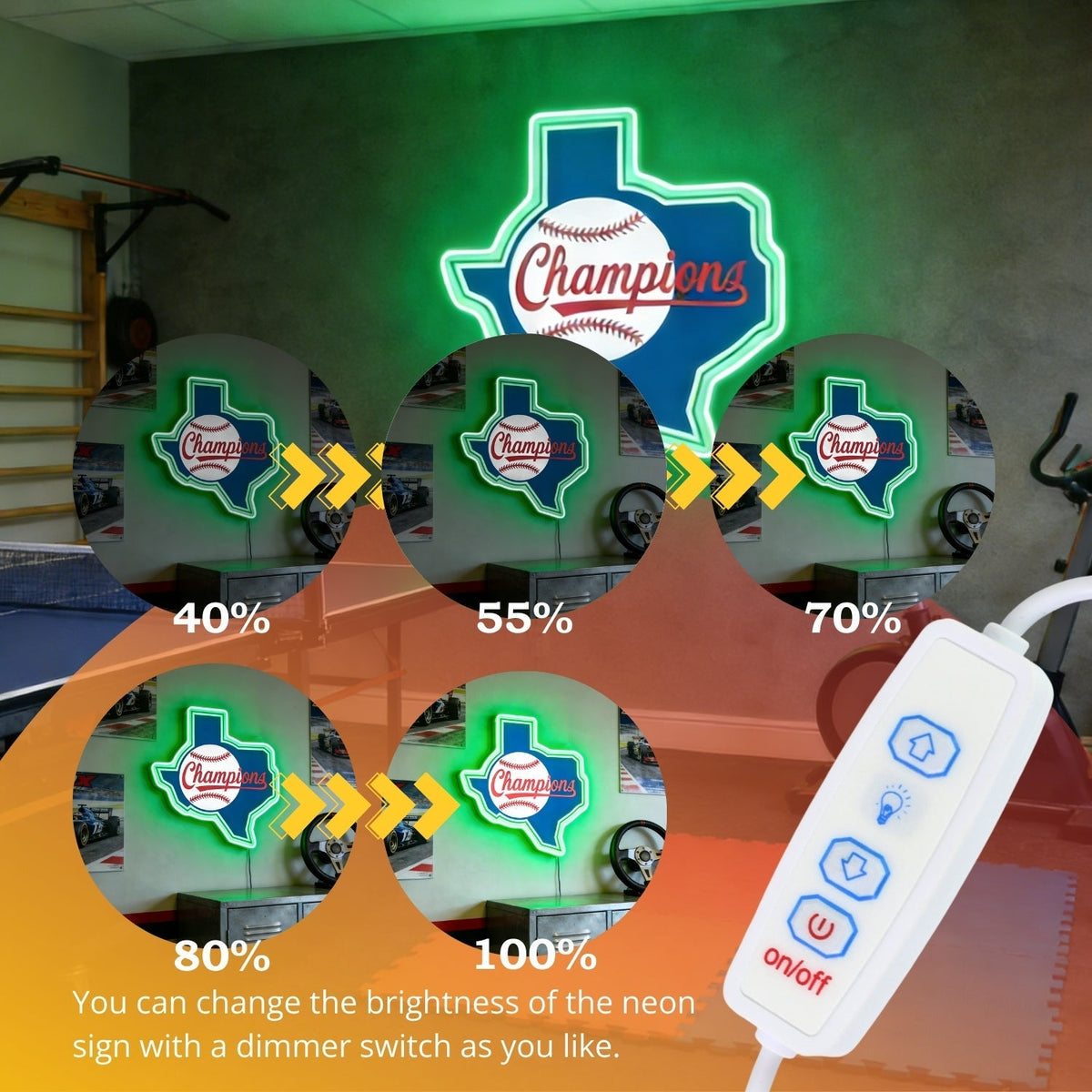 Texas LED USB Neon Signs Iconic Texas Wall Decor for Garages Man Cave