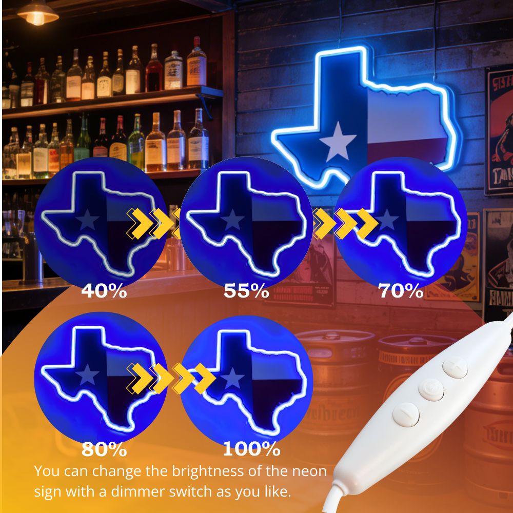 Texas LED USB Neon Signs Iconic Texas Wall Decor for Garages Man Cave