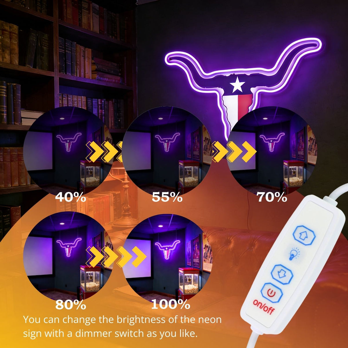 Texas LED USB Neon Signs Iconic Texas Wall Decor for Garages Man Cave