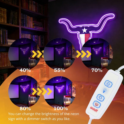 Texas LED USB Neon Signs Iconic Texas Wall Decor for Garages Man Cave