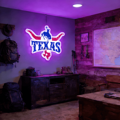Texas LED USB Neon Signs Iconic Texas Wall Decor for Garages Man Cave