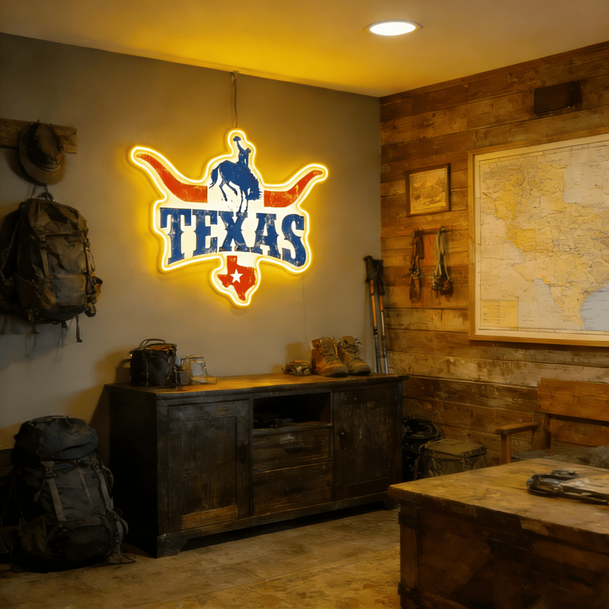 Texas LED USB Neon Signs Iconic Texas Wall Decor for Garages Man Cave