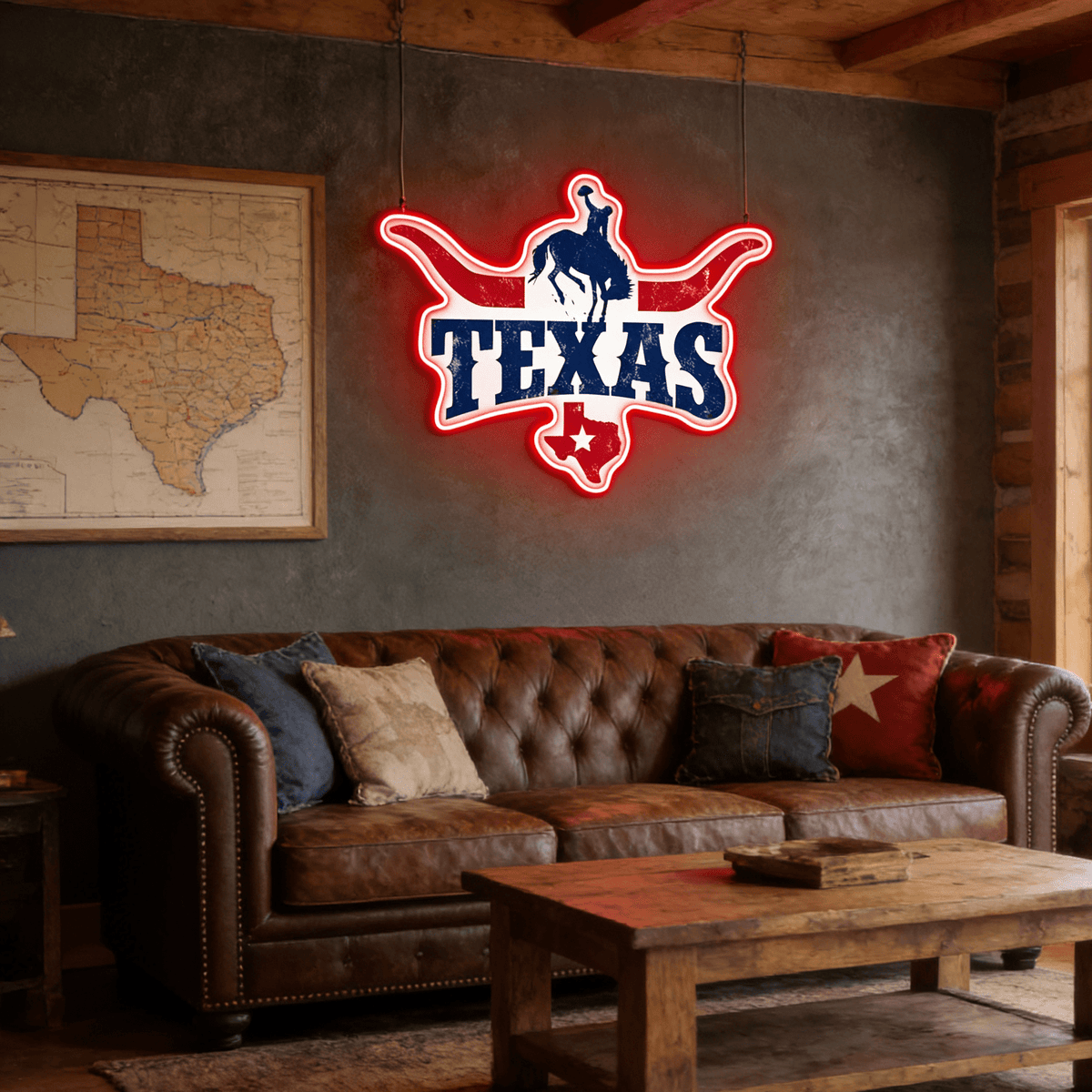 Texas LED USB Neon Signs Iconic Texas Wall Decor for Garages Man Cave