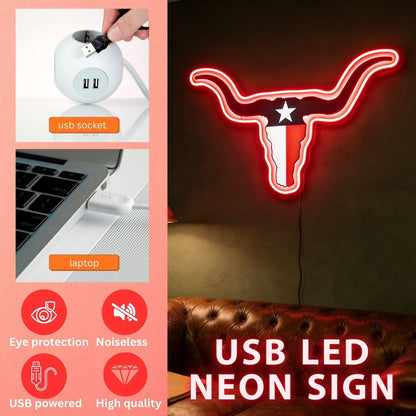Texas LED USB Neon Signs Iconic Texas Wall Decor for Garages Man Cave