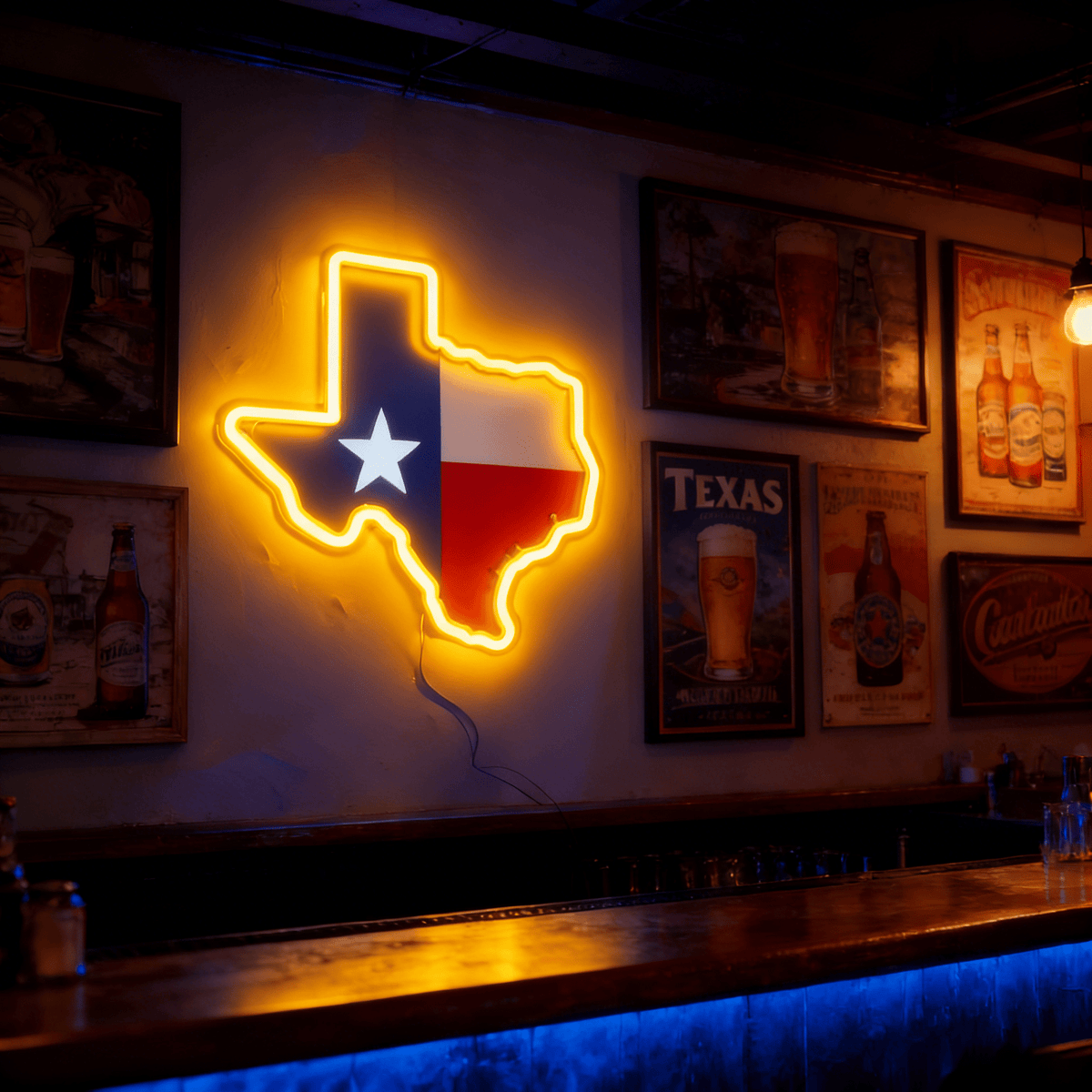 Texas LED USB Neon Signs Iconic Texas Wall Decor for Garages Man Cave