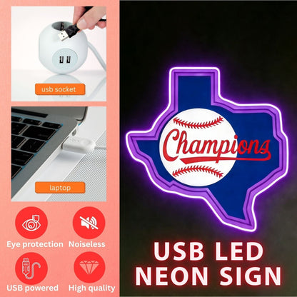 Texas LED USB Neon Signs Iconic Texas Wall Decor for Garages Man Cave