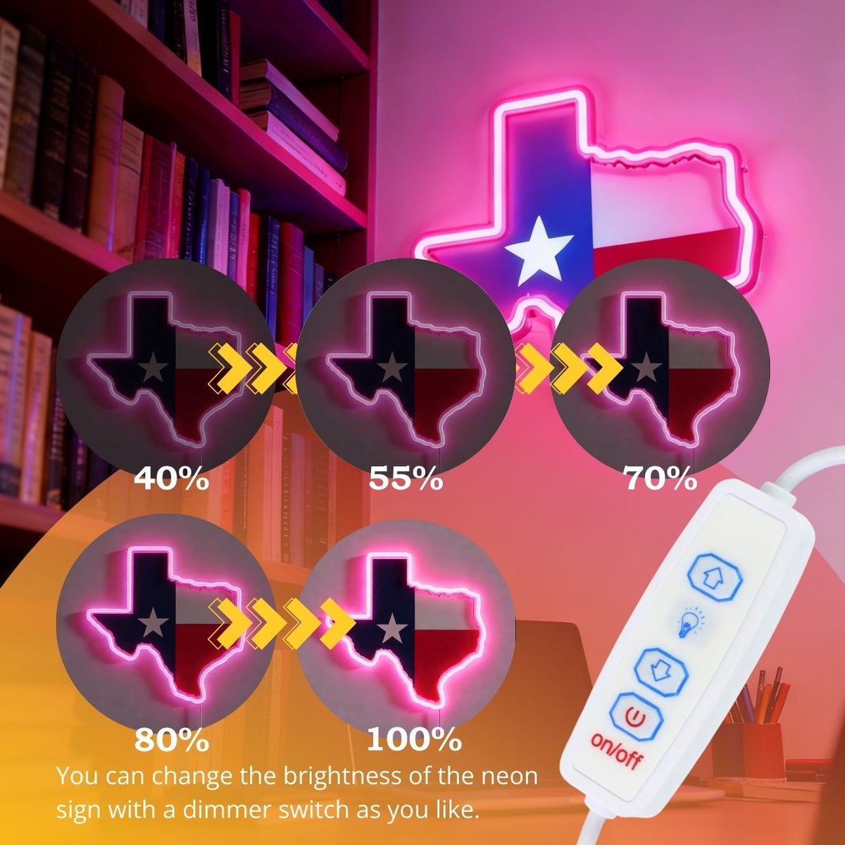 Texas LED USB Neon Signs Iconic Texas Wall Decor for Garages Man Cave