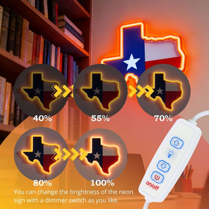 Texas LED USB Neon Signs Iconic Texas Wall Decor for Garages Man Cave