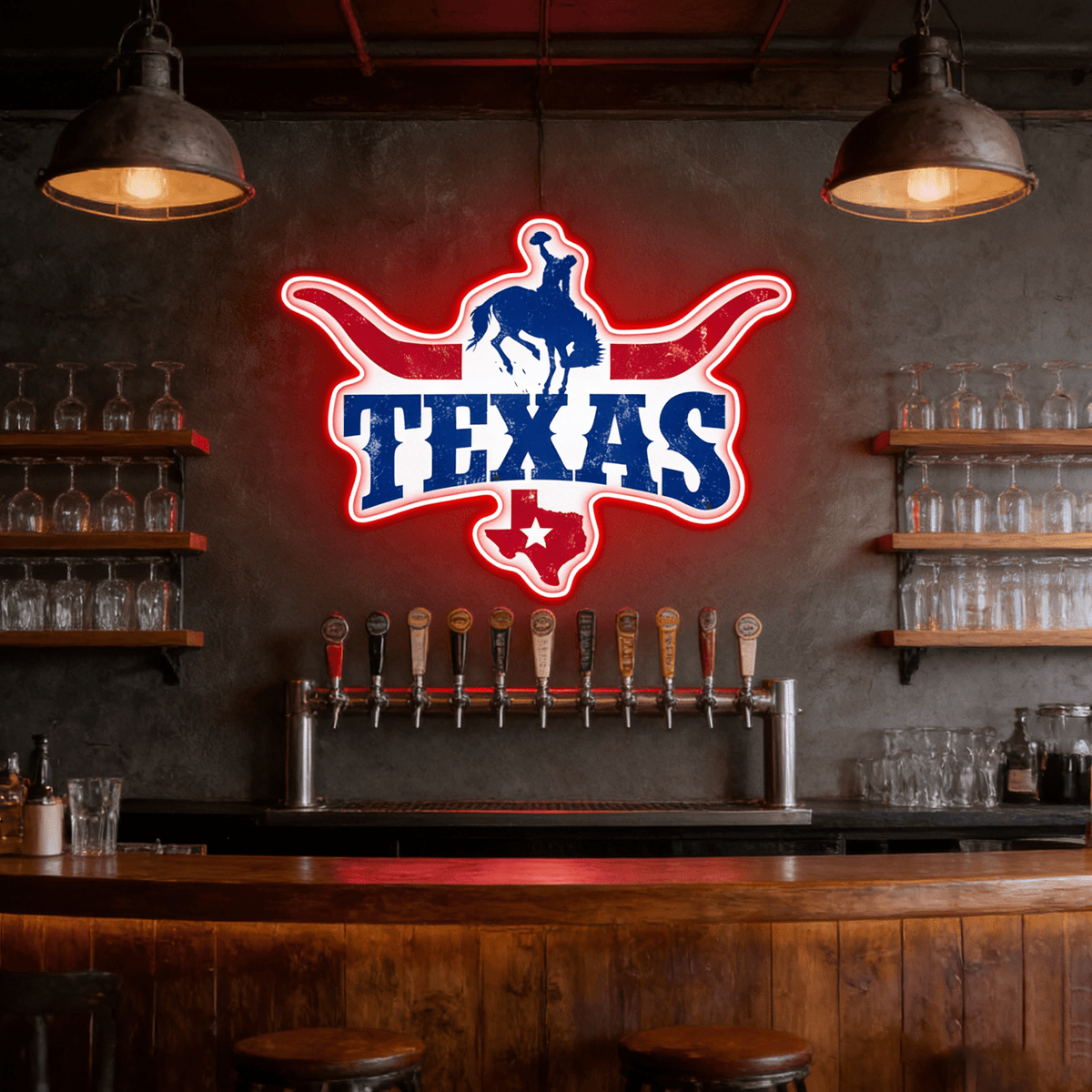 Texas LED USB Neon Signs Iconic Texas Wall Decor for Garages Man Cave