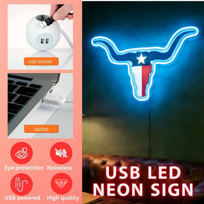 Texas LED USB Neon Signs Iconic Texas Wall Decor for Garages Man Cave