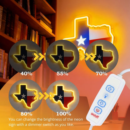 Texas LED USB Neon Signs Iconic Texas Wall Decor for Garages Man Cave