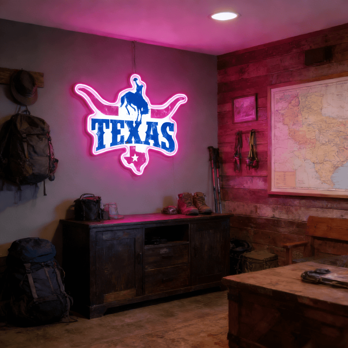 Texas LED USB Neon Signs Iconic Texas Wall Decor for Garages Man Cave