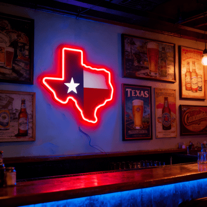 Texas LED USB Neon Signs Iconic Texas Wall Decor for Garages Man Cave