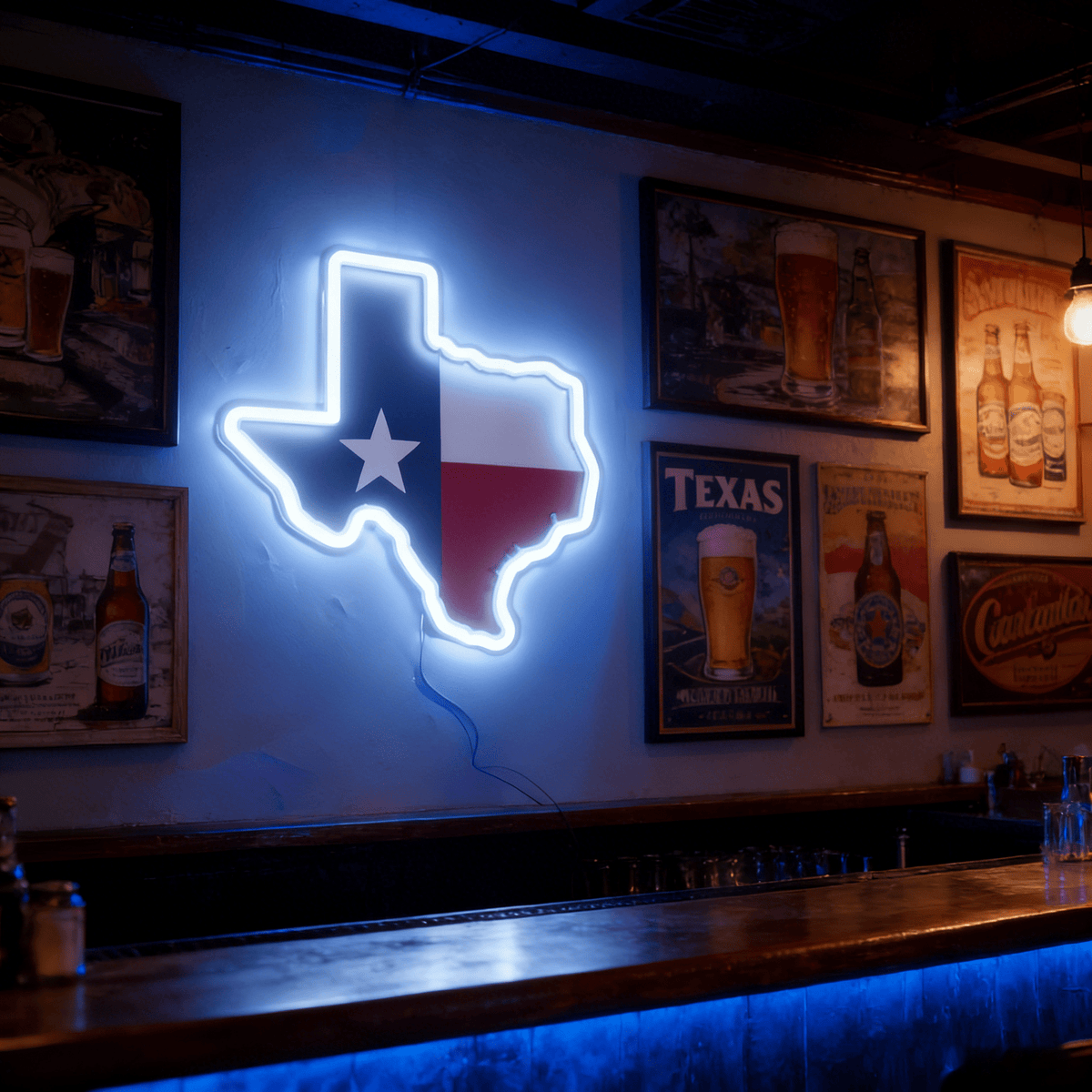 Texas LED USB Neon Signs Iconic Texas Wall Decor for Garages Man Cave