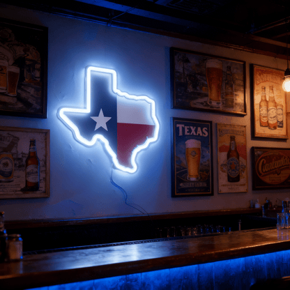 Texas LED USB Neon Signs Iconic Texas Wall Decor for Garages Man Cave