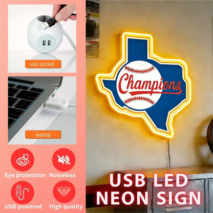 Texas LED USB Neon Signs Iconic Texas Wall Decor for Garages Man Cave