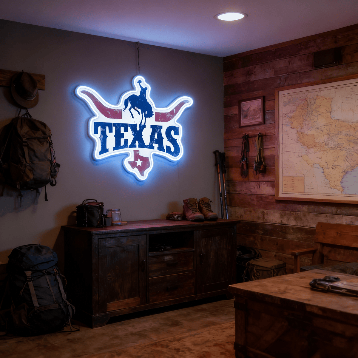 Texas LED USB Neon Signs Iconic Texas Wall Decor for Garages Man Cave