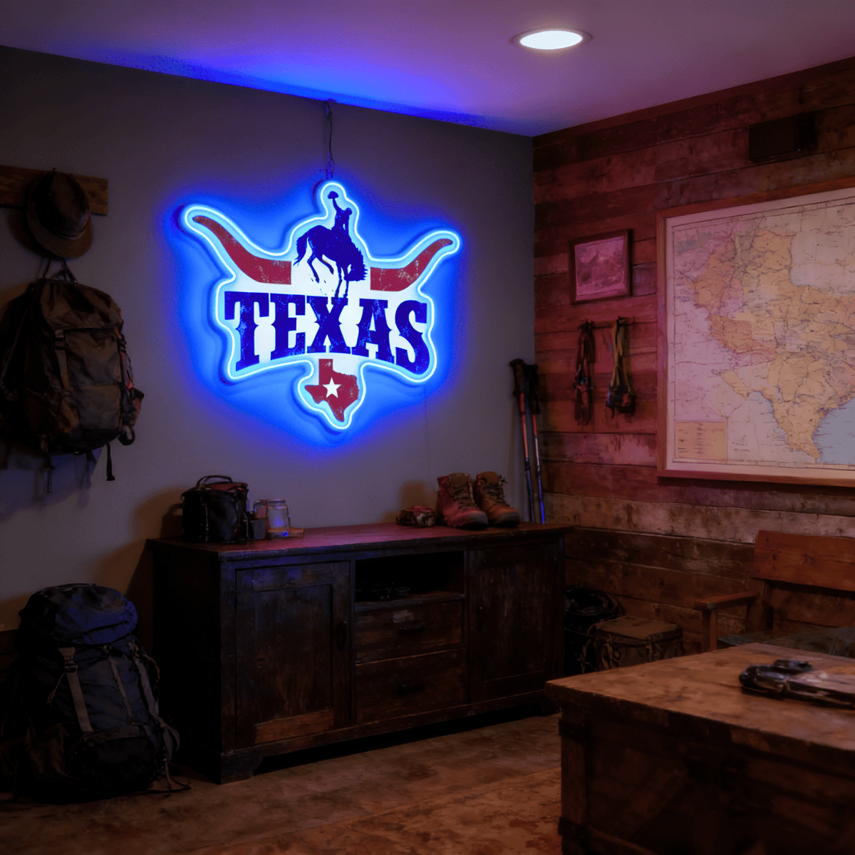 Texas LED USB Neon Signs Iconic Texas Wall Decor for Garages Man Cave