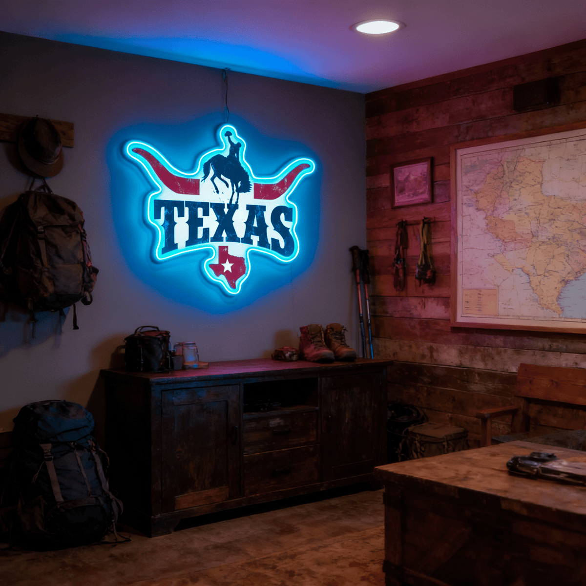 Texas LED USB Neon Signs Iconic Texas Wall Decor for Garages Man Cave