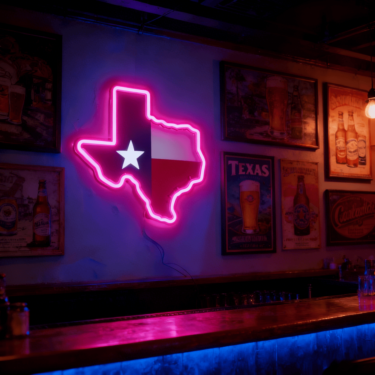 Texas LED USB Neon Signs Iconic Texas Wall Decor for Garages Man Cave
