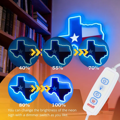 Texas LED USB Neon Signs Iconic Texas Wall Decor for Garages Man Cave