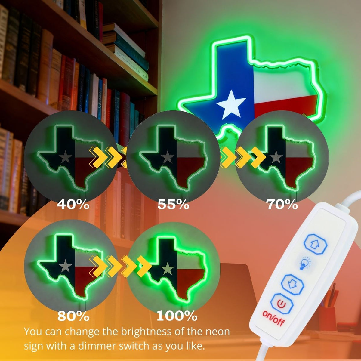 Texas LED USB Neon Signs Iconic Texas Wall Decor for Garages Man Cave