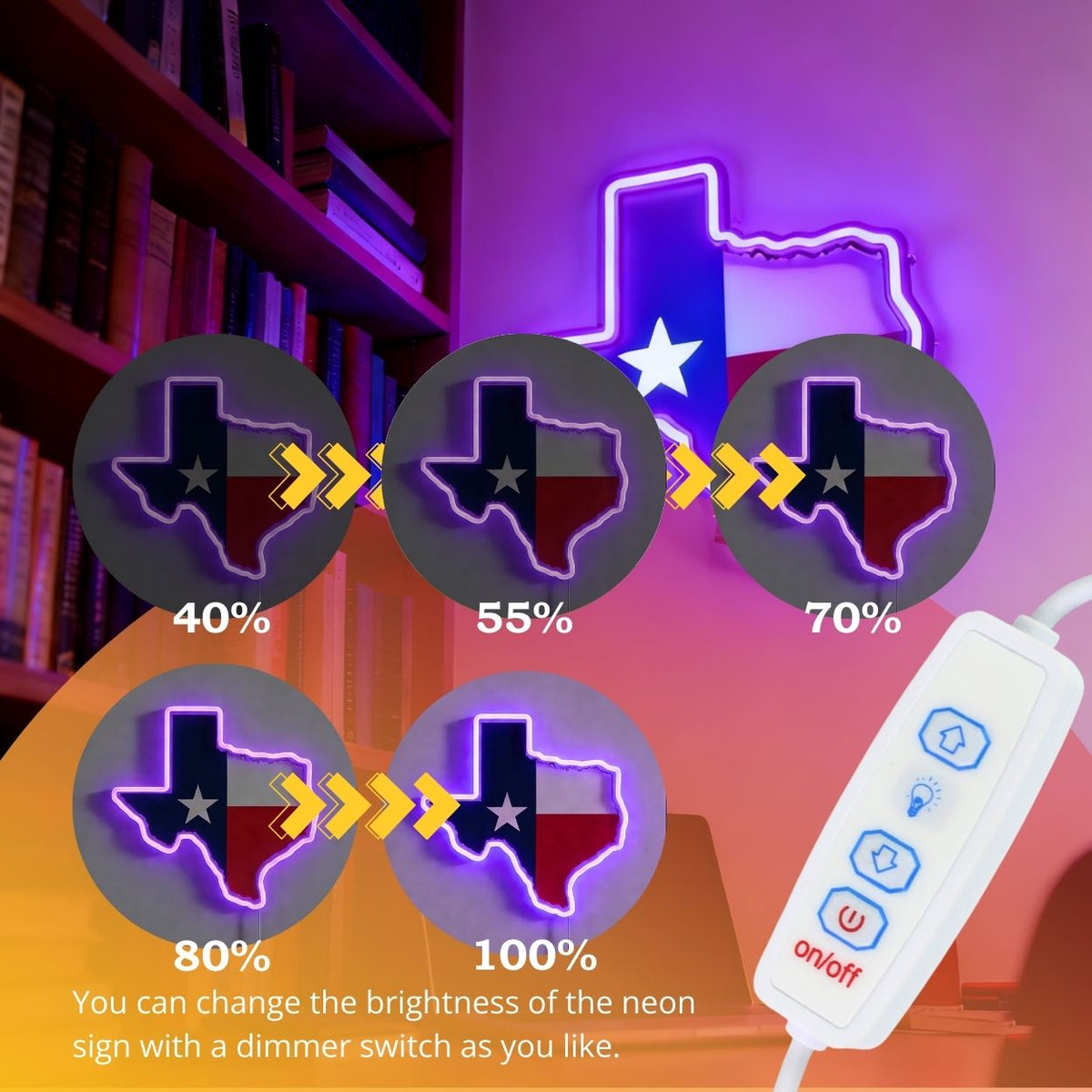 Texas LED USB Neon Signs Iconic Texas Wall Decor for Garages Man Cave