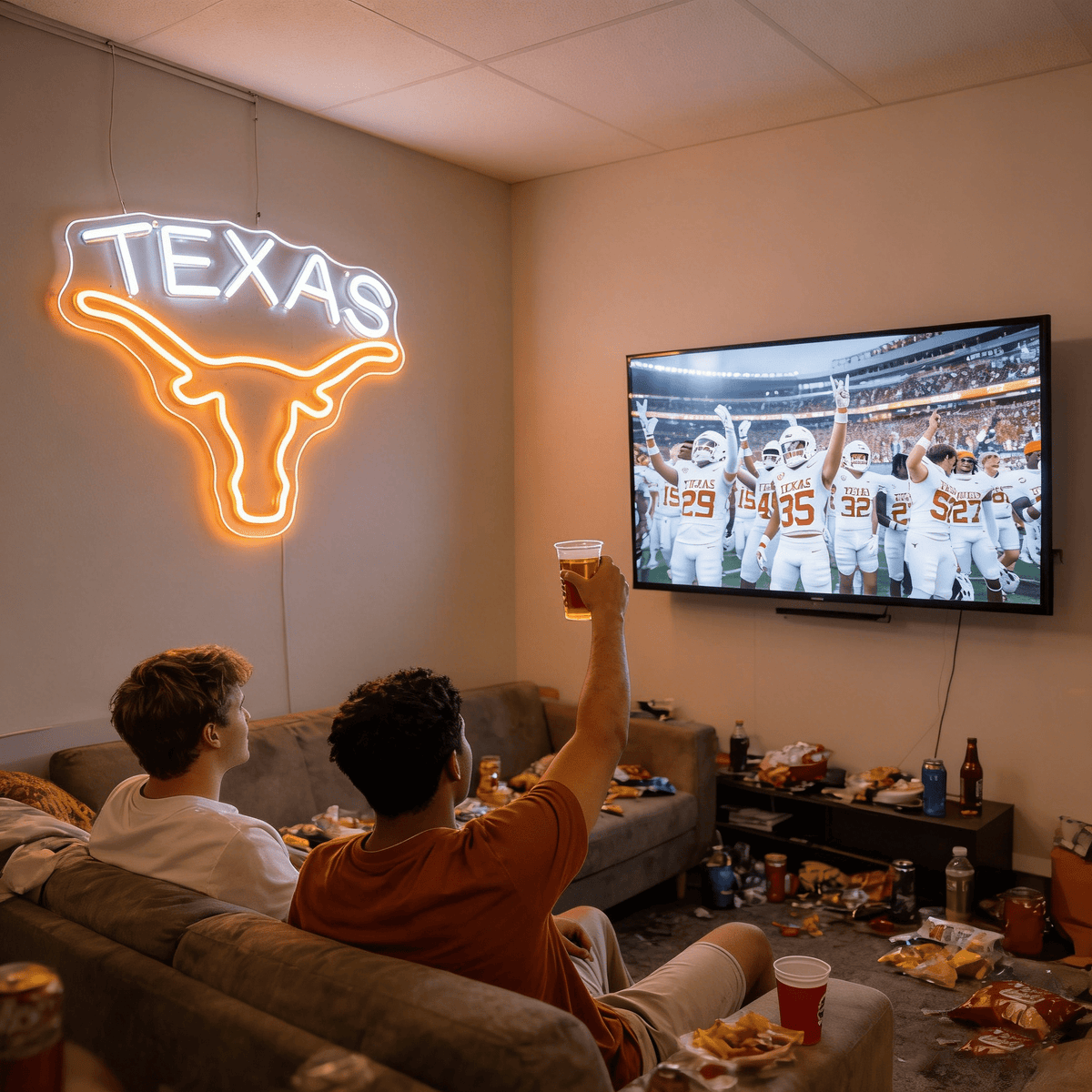 Texas Longhorn LED Neon Sign for Bar, Garage & Man Cave Decor