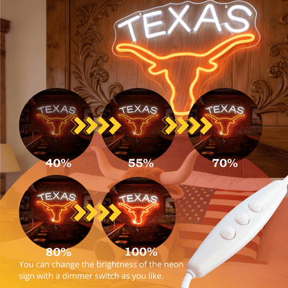 Texas Longhorn LED Neon Sign for Bar, Garage & Man Cave Decor