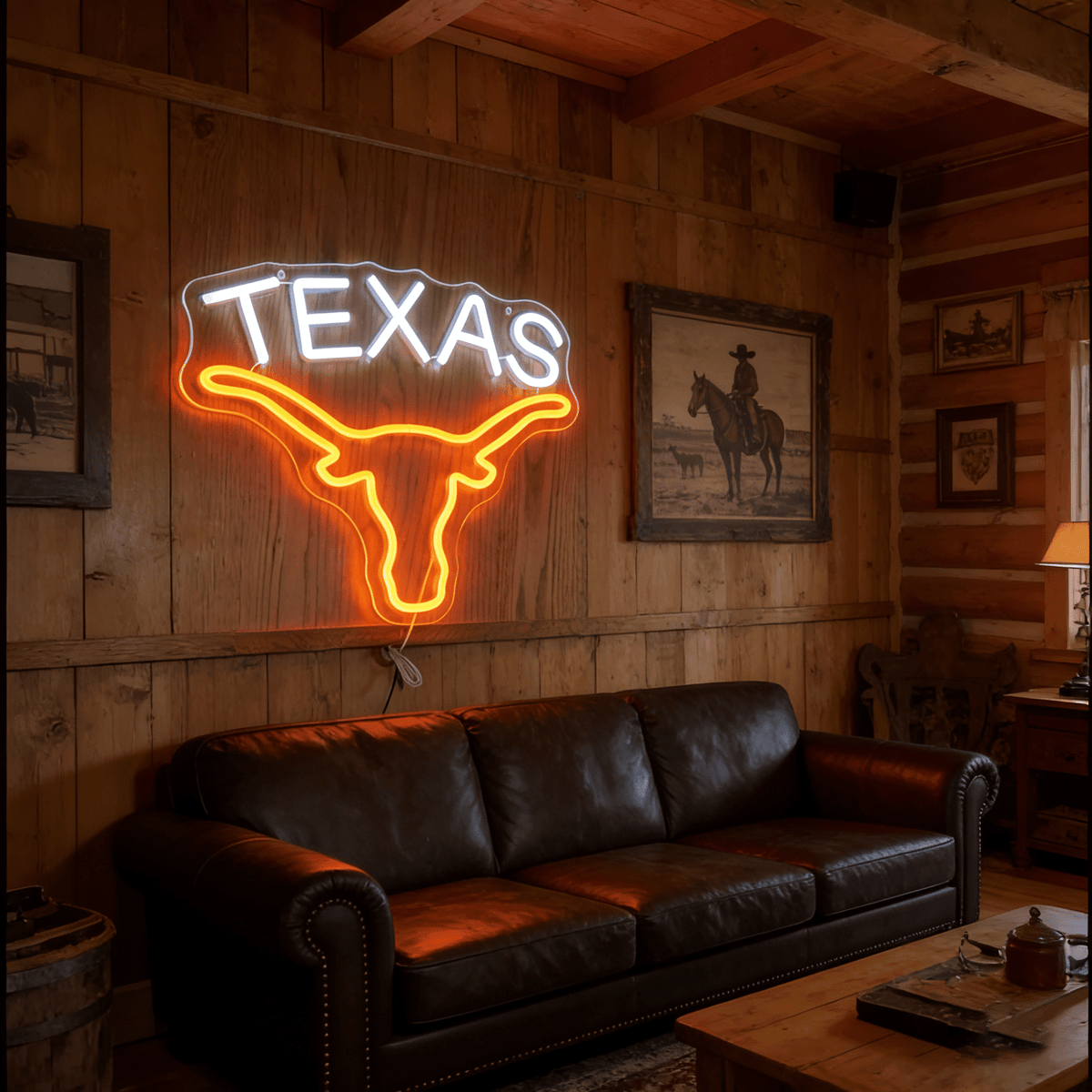 Texas Longhorn LED Neon Sign for Bar, Garage & Man Cave Decor