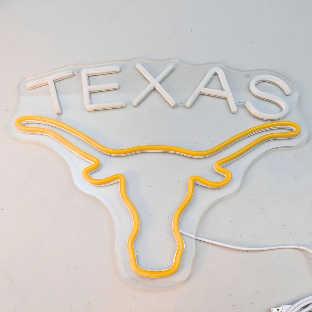 Texas Longhorn LED Neon Sign for Bar, Garage & Man Cave Decor