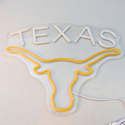 Texas Longhorn LED Neon Sign for Bar, Garage & Man Cave Decor
