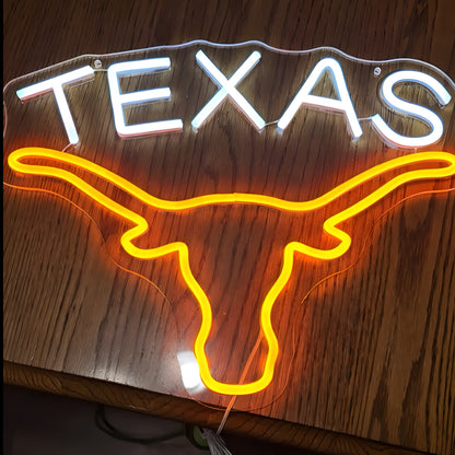 Texas Longhorn LED Neon Sign for Bar, Garage & Man Cave Decor