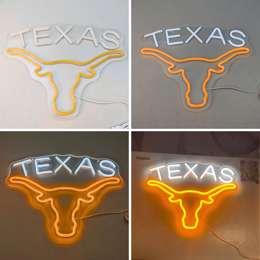Texas Longhorn LED Neon Sign for Bar, Garage & Man Cave Decor