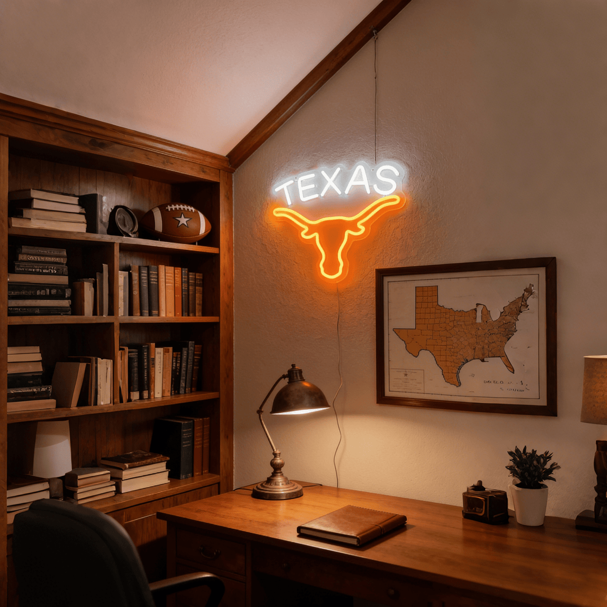 Texas Longhorn LED Neon Sign for Bar, Garage & Man Cave Decor