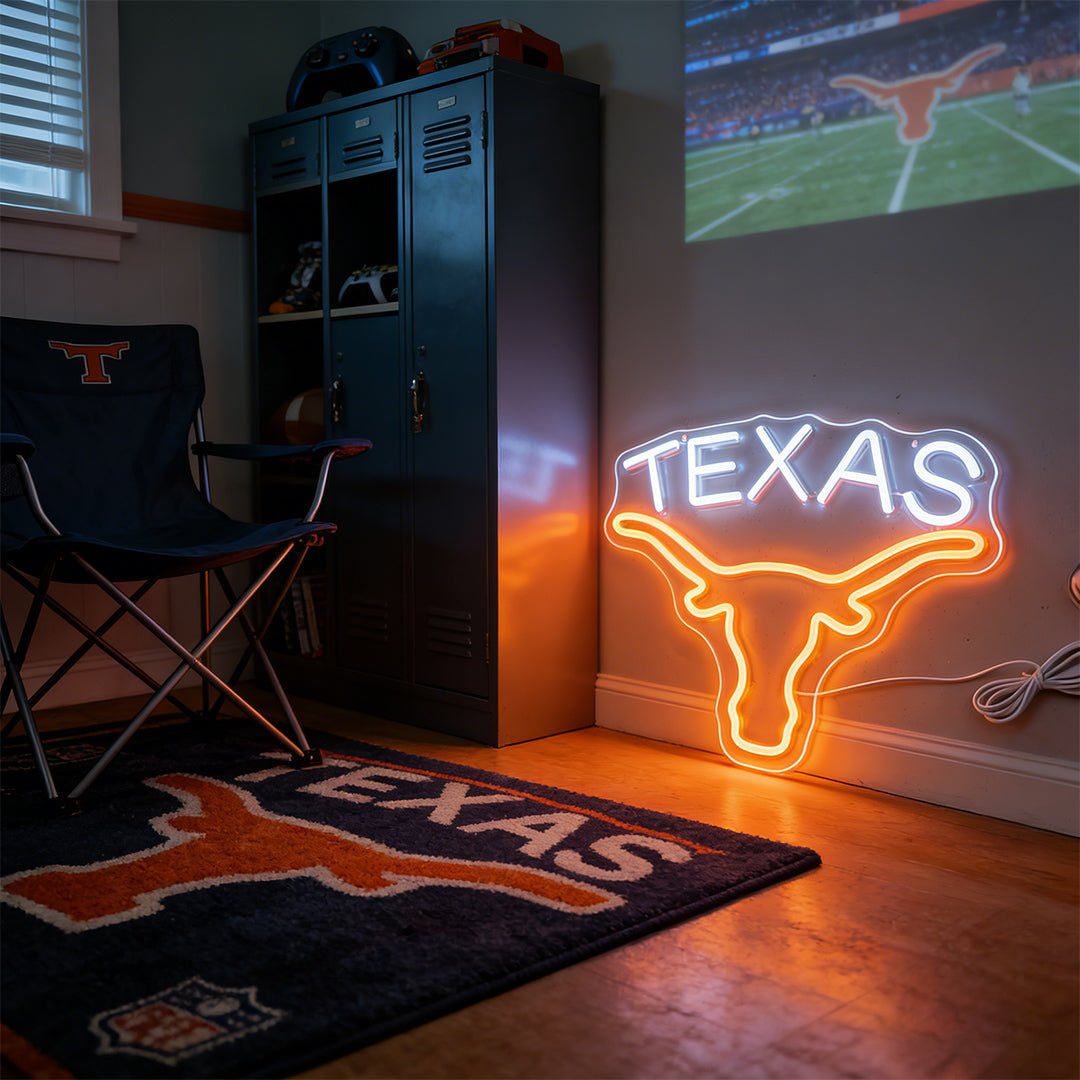 Texas Longhorn LED Neon Sign for Bar, Garage & Man Cave Decor