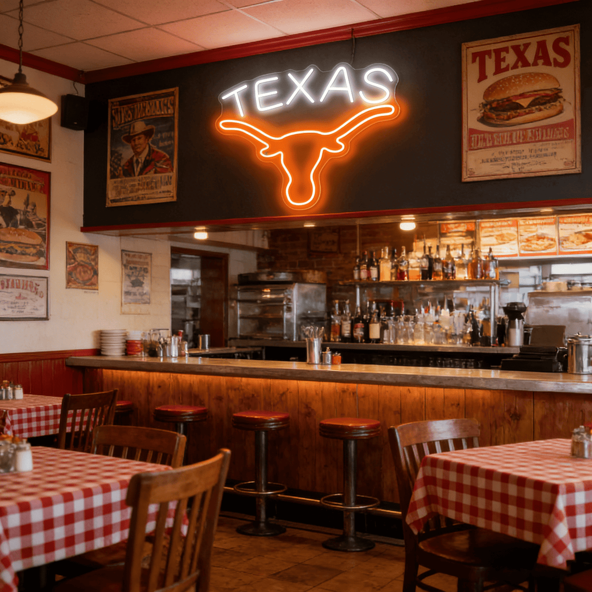 Texas Longhorn LED Neon Sign for Bar, Garage & Man Cave Decor