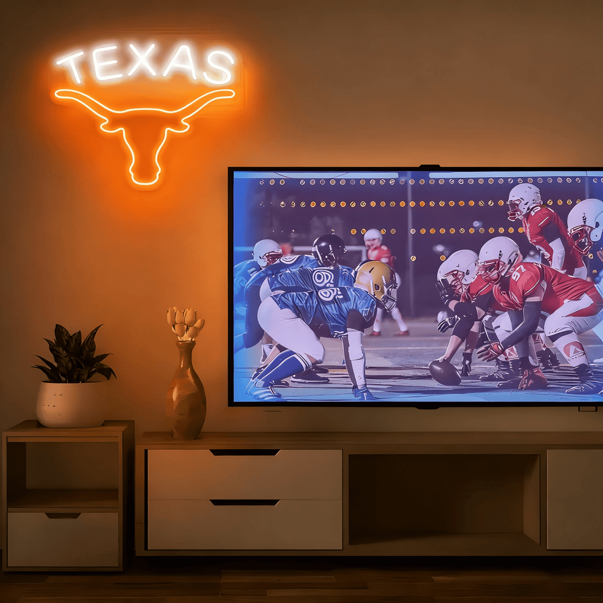 Texas Longhorn LED Neon Sign for Bar, Garage & Man Cave Decor