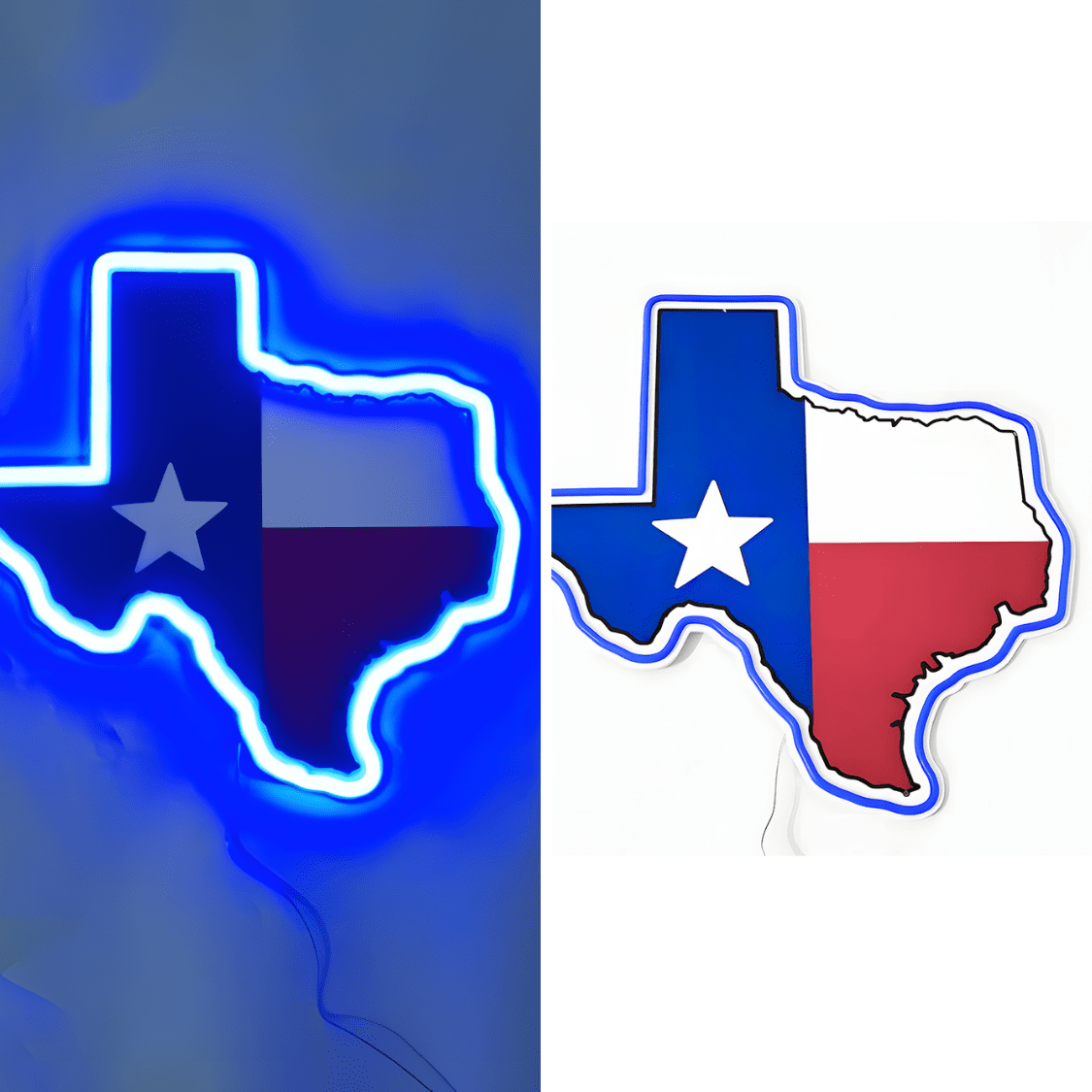 ShineNeon™ Texas Lone Star Flag LED Sign - Patriotic Blue Glow Wall Decor