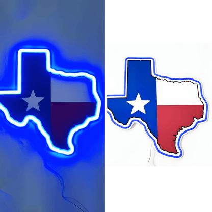 ShineNeon™ Texas Lone Star Flag LED Sign - Patriotic Blue Glow Wall Decor