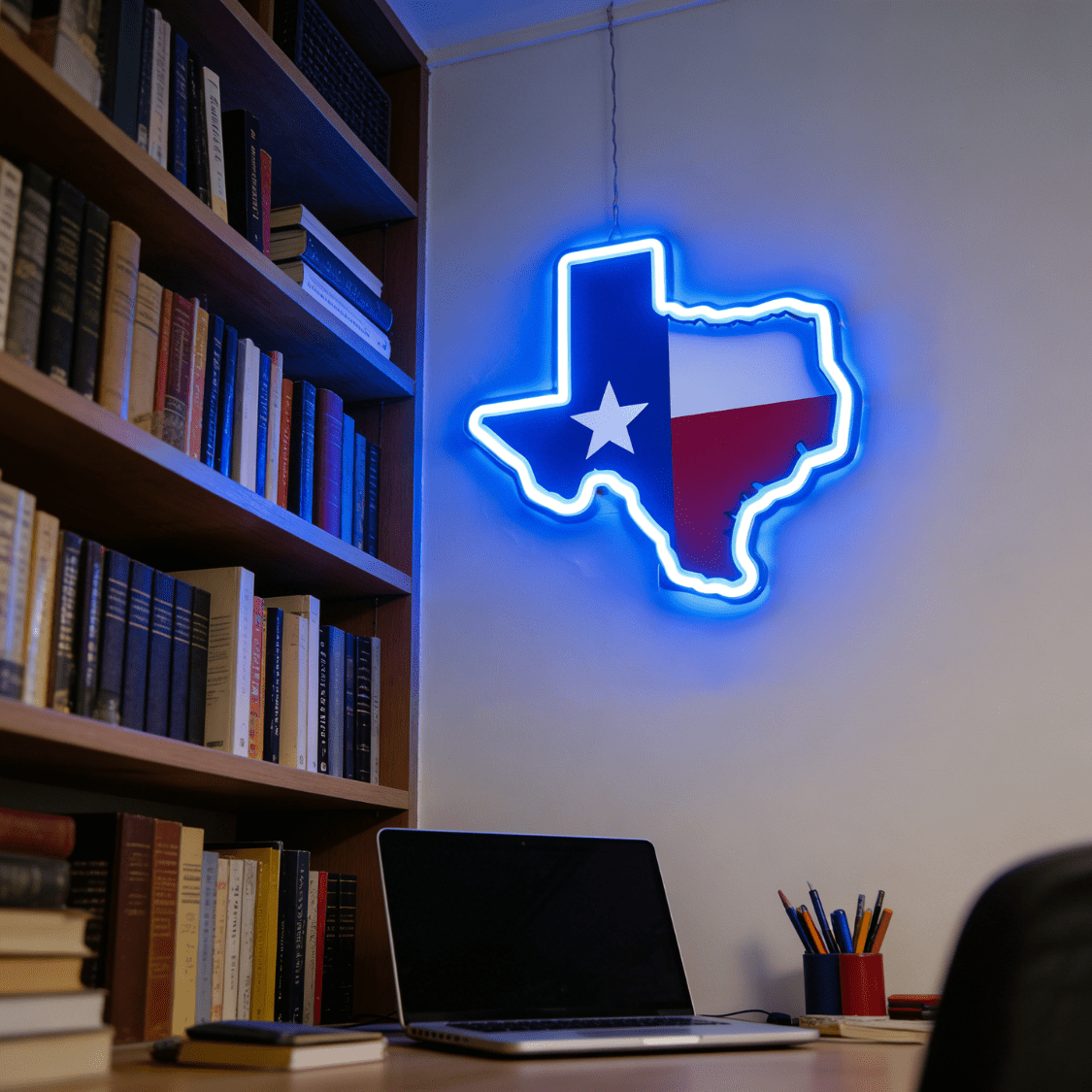 ShineNeon™ Texas Lone Star Flag LED Sign - Patriotic Blue Glow Wall Decor
