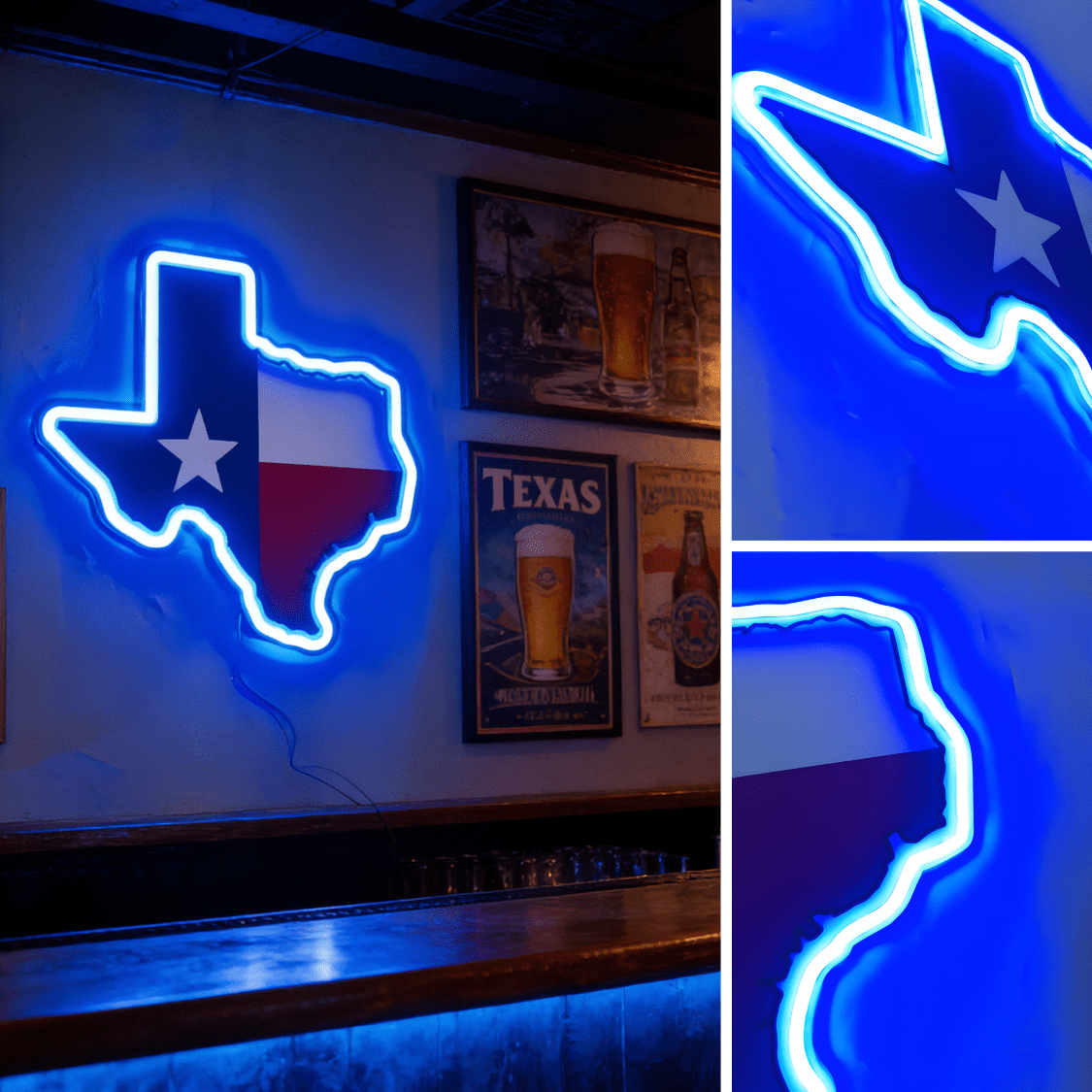 ShineNeon™ Texas Lone Star Flag LED Sign - Patriotic Blue Glow Wall Decor