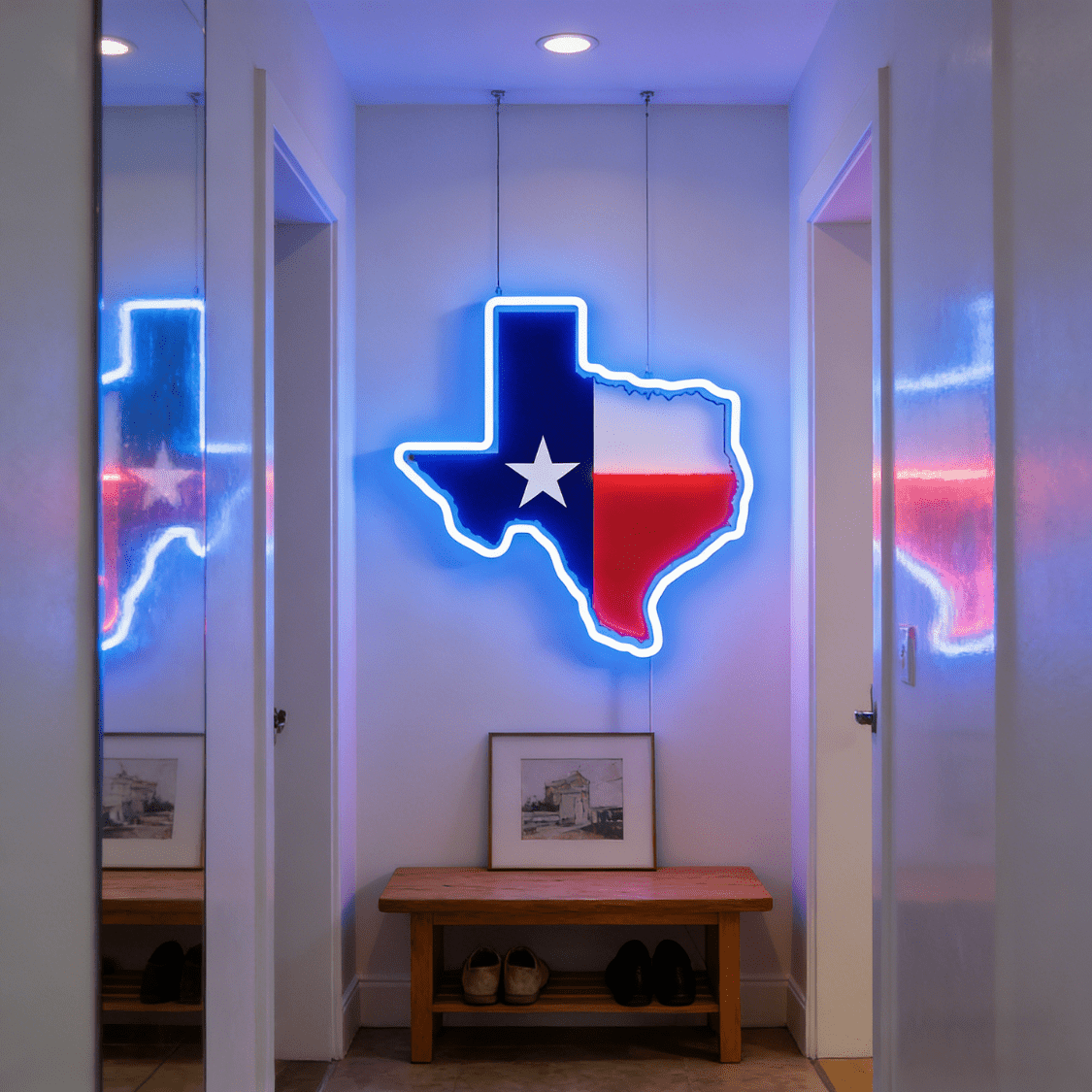 ShineNeon™ Texas Lone Star Flag LED Sign - Patriotic Blue Glow Wall Decor