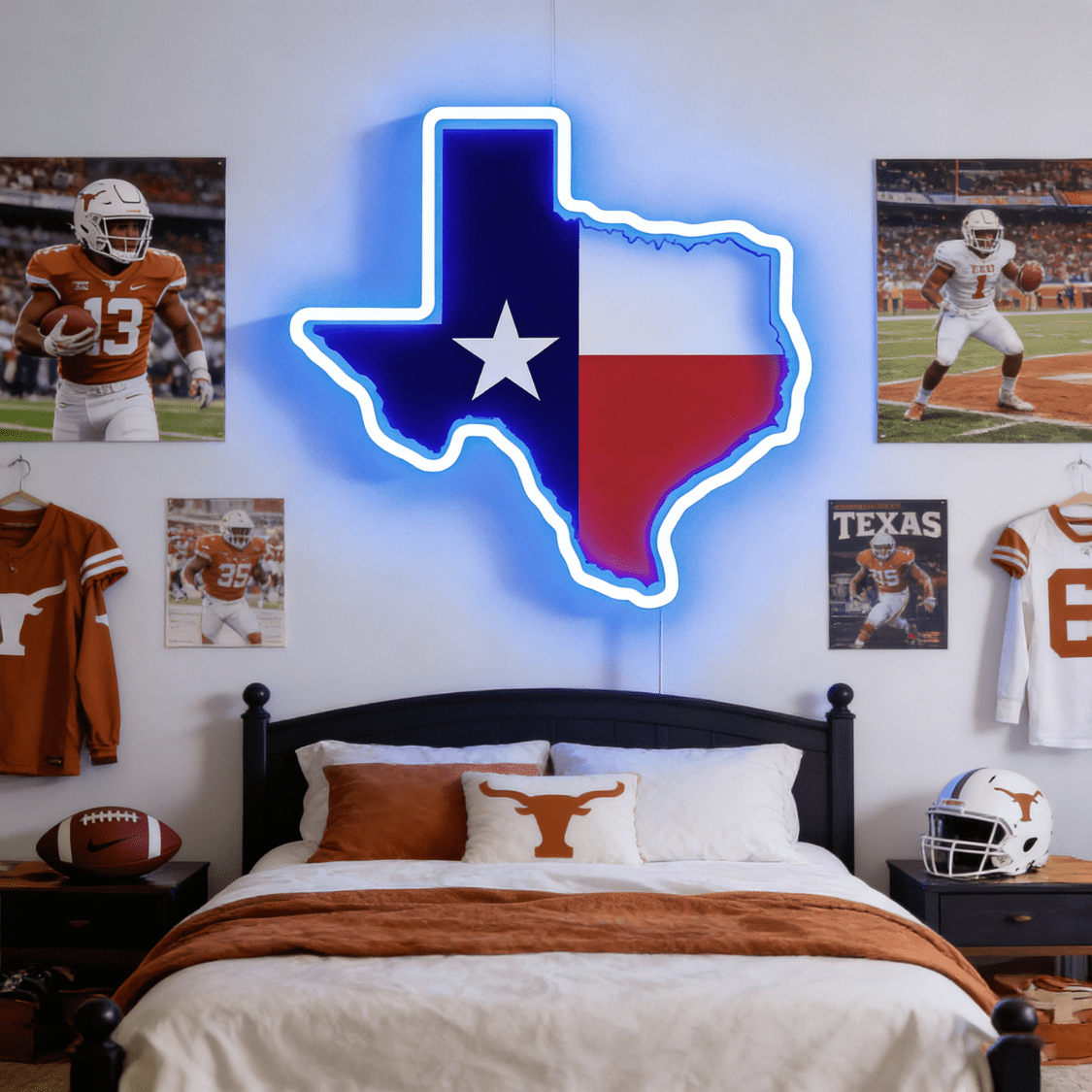ShineNeon™ Texas Lone Star Flag LED Sign - Patriotic Blue Glow Wall Decor